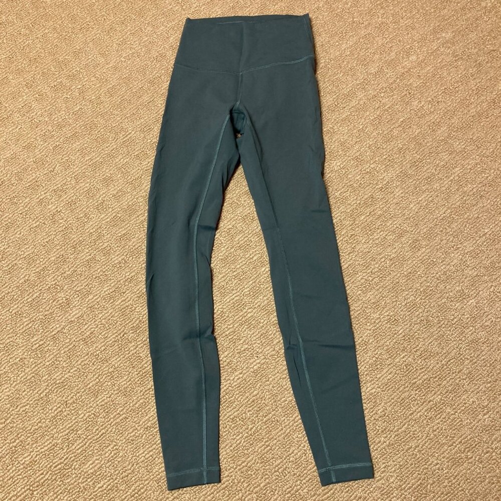 Lululemon Wunder Under High-Waisted Dark Green Leggings 4 Activewear Yoga Pants - Picture 2 of 6